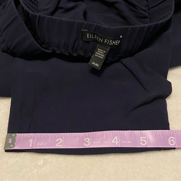 Eileen Fisher Midnight Navy Silk Pull On Ankle Pants - Picture 11 of 11
